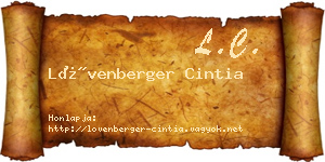Lövenberger Cintia névjegykártya